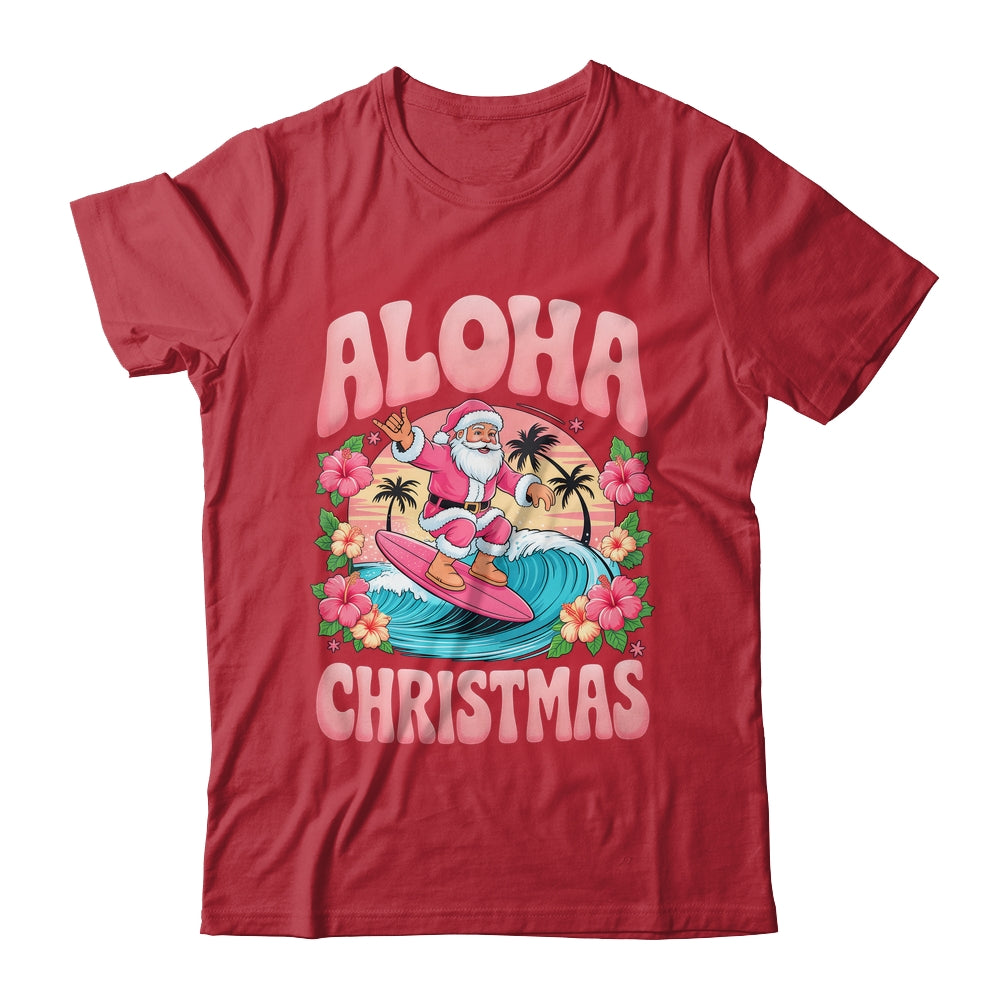 Aloha Christmas Santa Claus Surfing Hawaiian Mele Kalikimaka Shirt & Sweatshirt | siriusteestore