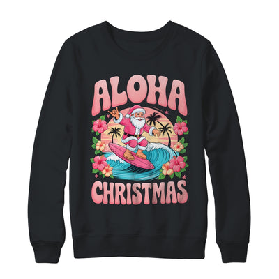 Aloha Christmas Santa Claus Surfing Hawaiian Mele Kalikimaka Shirt & Sweatshirt | siriusteestore