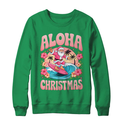 Aloha Christmas Santa Claus Surfing Hawaiian Mele Kalikimaka Shirt & Sweatshirt | siriusteestore