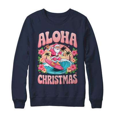 Aloha Christmas Santa Claus Surfing Hawaiian Mele Kalikimaka Shirt & Sweatshirt | siriusteestore