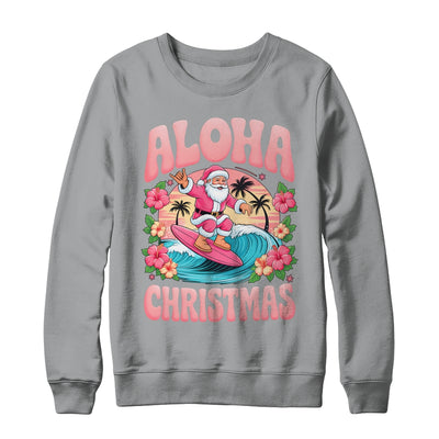 Aloha Christmas Santa Claus Surfing Hawaiian Mele Kalikimaka Shirt & Sweatshirt | siriusteestore
