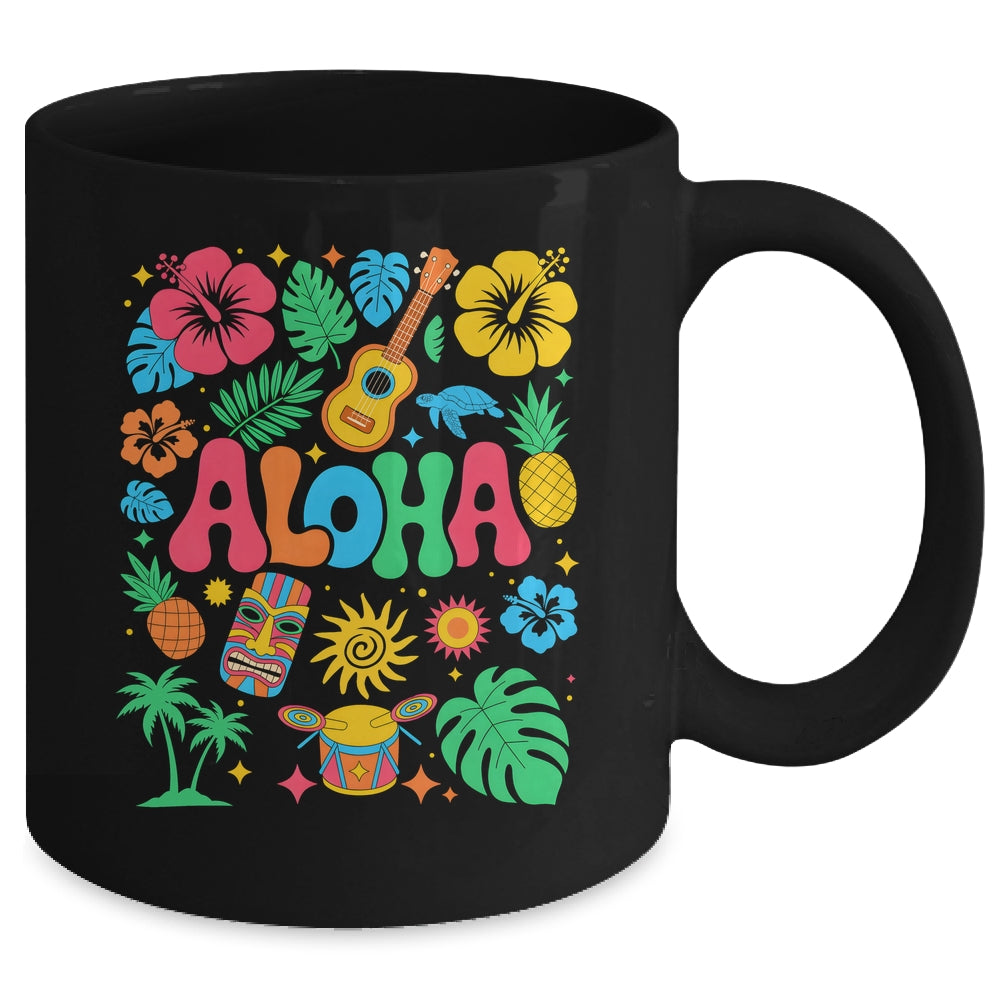 Aloha Hawaii Boho Retro Shaka Hibiscus Vacation Trip Summer Mug | siriusteestore