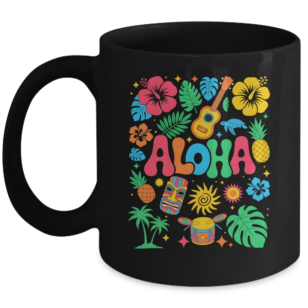 Aloha Hawaii Boho Retro Shaka Hibiscus Vacation Trip Summer Mug | siriusteestore