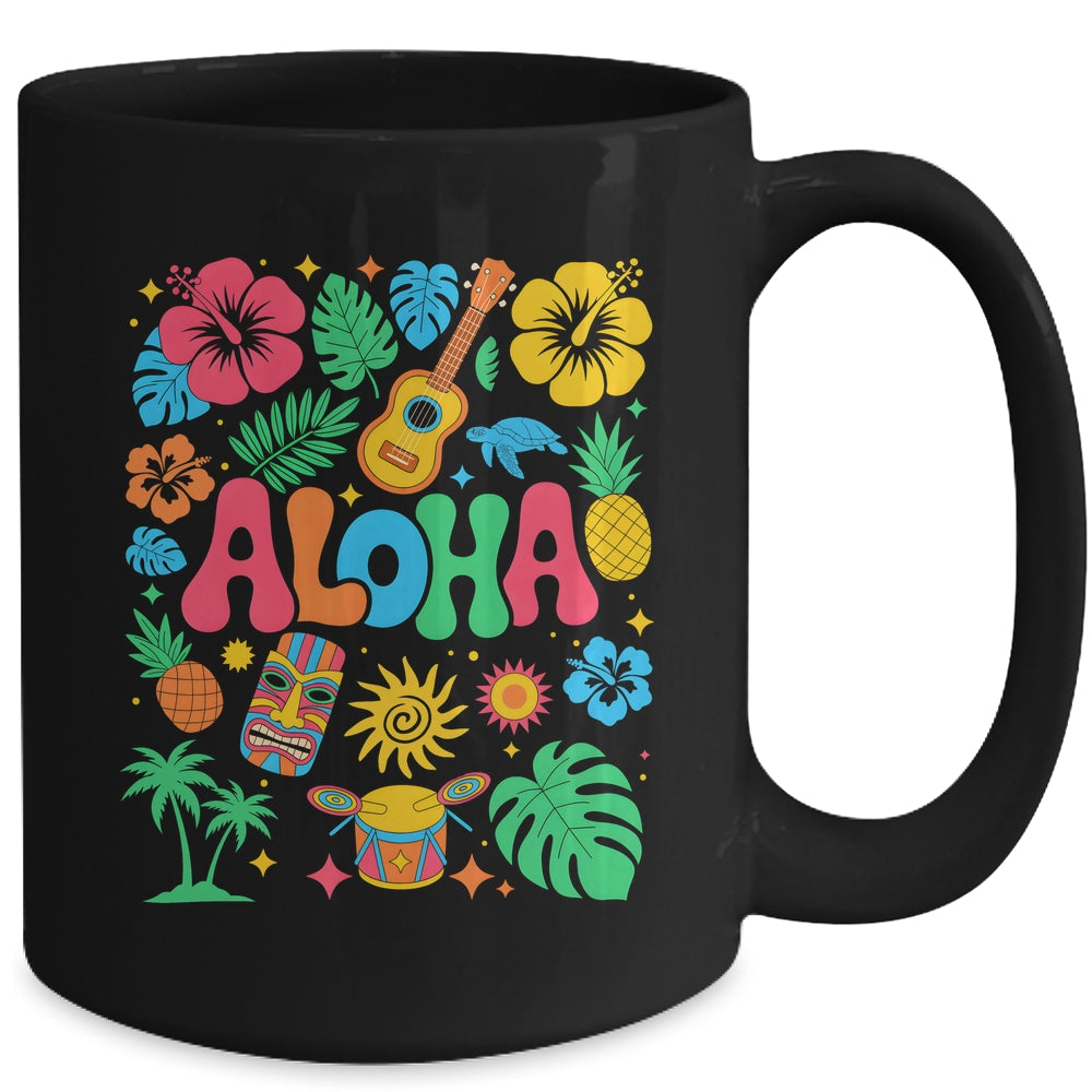 Aloha Hawaii Boho Retro Shaka Hibiscus Vacation Trip Summer Mug | siriusteestore
