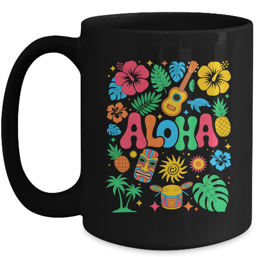 Aloha Hawaii Boho Retro Shaka Hibiscus Vacation Trip Summer Mug | siriusteestore