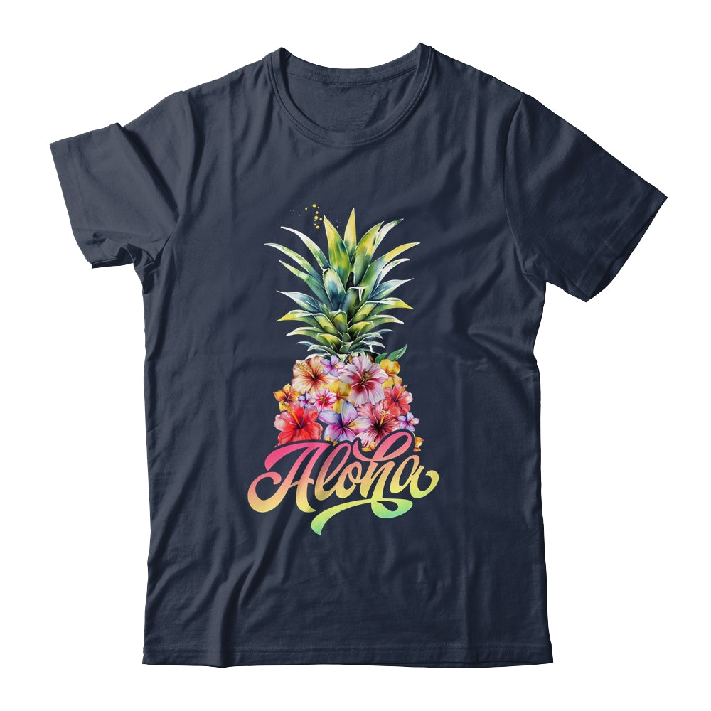 Aloha Hawaiian Pineapple Hibiscus Hawaii Flowers Girl Women Shirt & Tank Top | siriusteestore