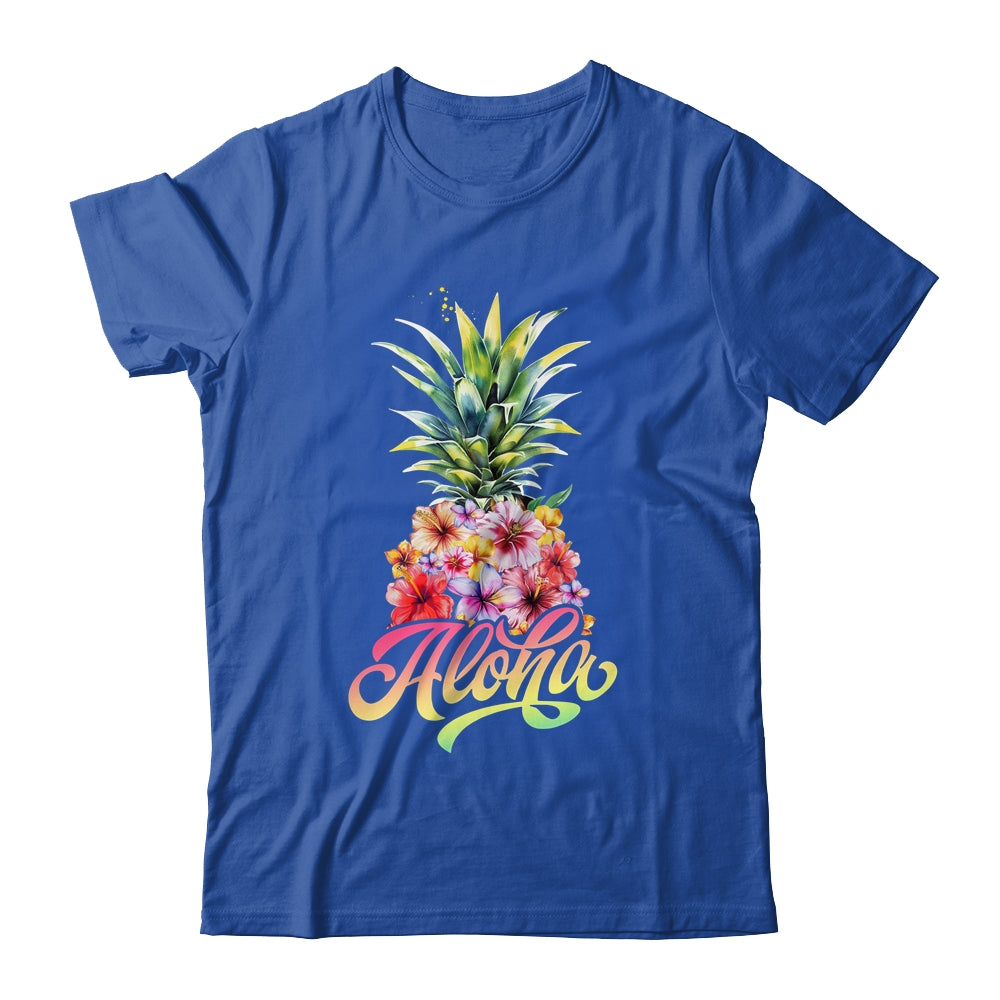 Aloha Hawaiian Pineapple Hibiscus Hawaii Flowers Girl Women Shirt & Tank Top | siriusteestore