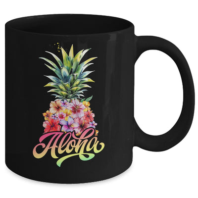 Aloha Hawaiian Pineapple Hibiscus Hawaii Flowers Girl Women Mug | siriusteestore