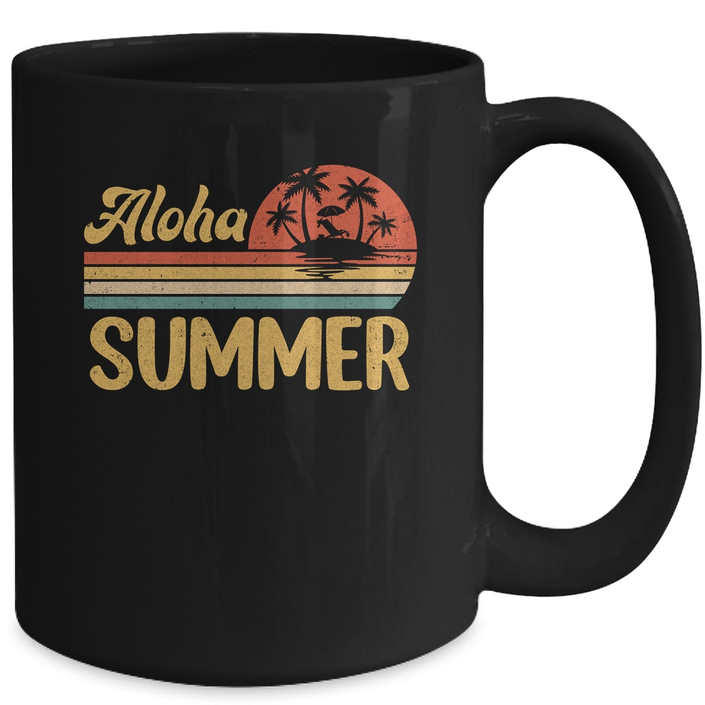 Aloha Summer Vintage Teacher Last Day Of School Vacation Mug | siriusteestore