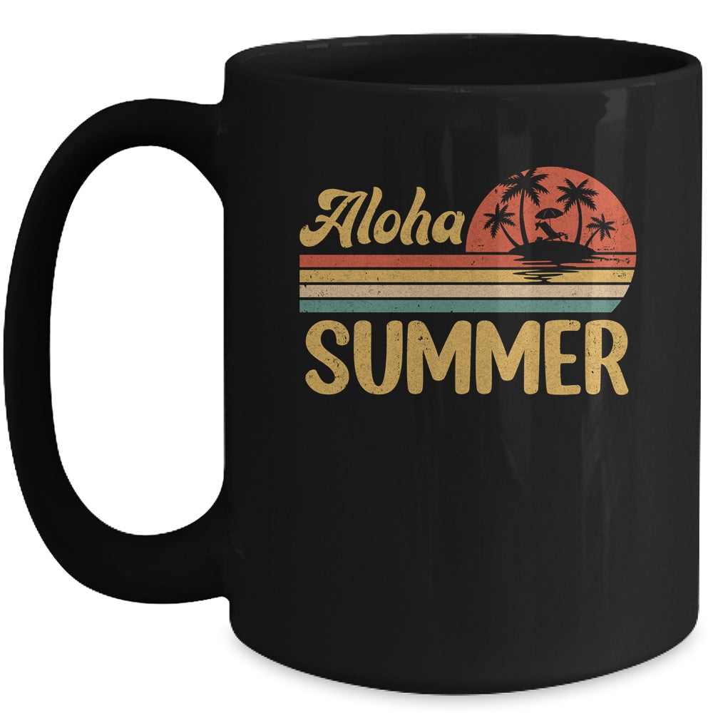 Aloha Summer Vintage Teacher Last Day Of School Vacation Mug | siriusteestore
