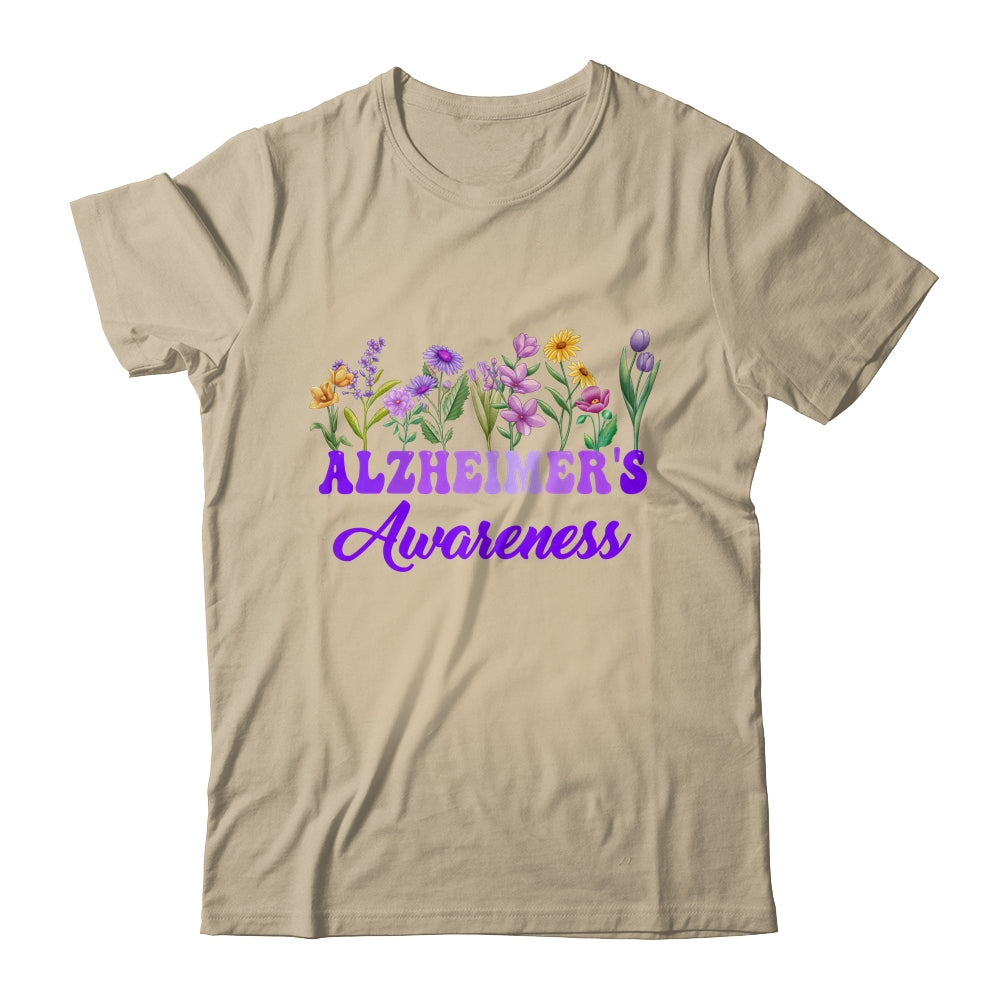 Alzheimer's Awareness Purple Floral Pansy Dementia Retro Shirt & Tank Top | siriusteestore