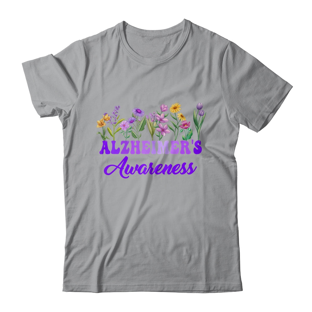 Alzheimer's Awareness Purple Floral Pansy Dementia Retro Shirt & Tank Top | siriusteestore