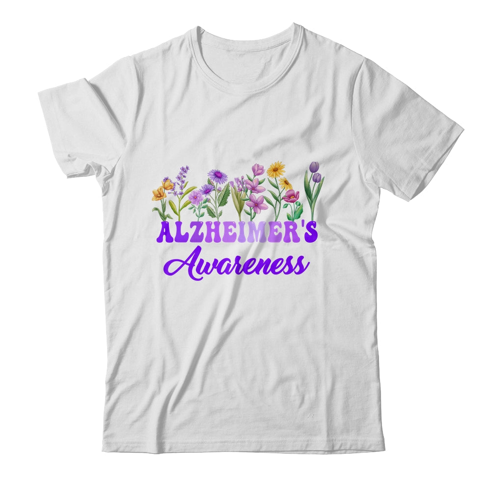 Alzheimer's Awareness Purple Floral Pansy Dementia Retro Shirt & Tank Top | siriusteestore