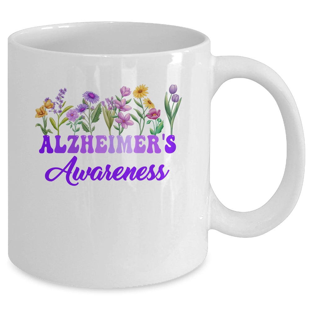 Alzheimer's Awareness Purple Floral Pansy Dementia Retro Mug | siriusteestore