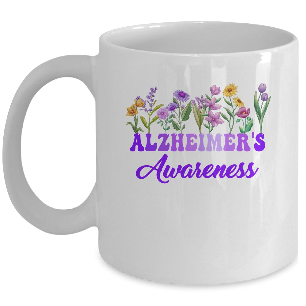 Alzheimer's Awareness Purple Floral Pansy Dementia Retro Mug | siriusteestore