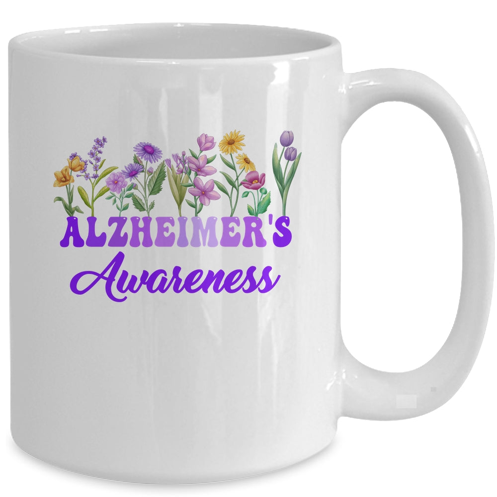 Alzheimer's Awareness Purple Floral Pansy Dementia Retro Mug | siriusteestore