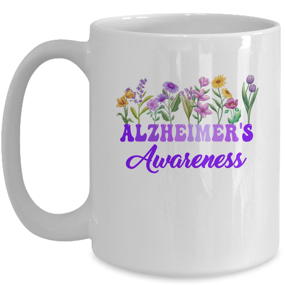 Alzheimer's Awareness Purple Floral Pansy Dementia Retro Mug | siriusteestore