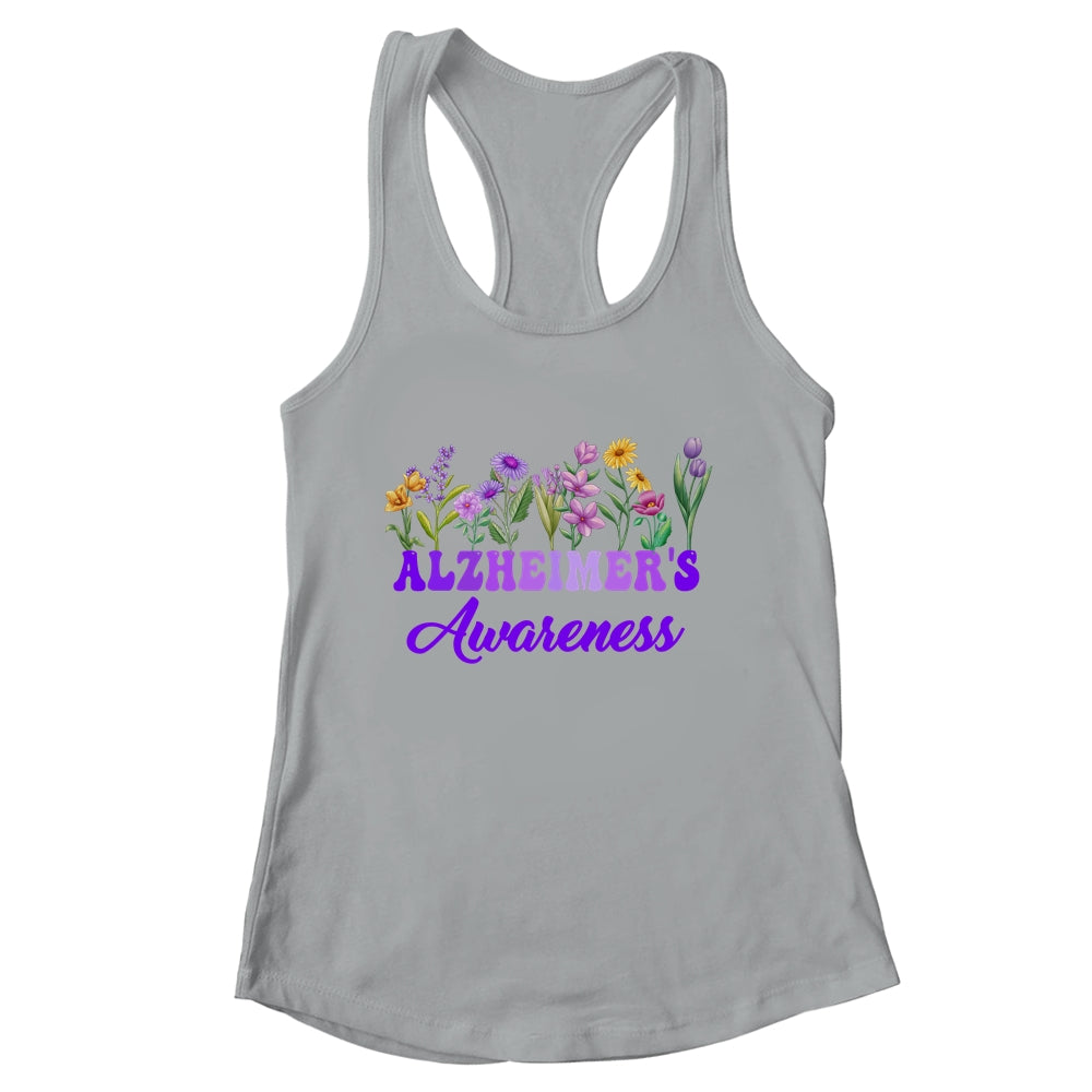 Alzheimer's Awareness Purple Floral Pansy Dementia Retro Shirt & Tank Top | siriusteestore