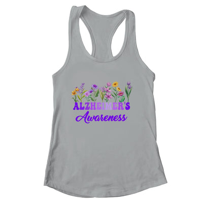 Alzheimer's Awareness Purple Floral Pansy Dementia Retro Shirt & Tank Top | siriusteestore