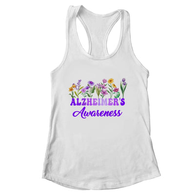Alzheimer's Awareness Purple Floral Pansy Dementia Retro Shirt & Tank Top | siriusteestore