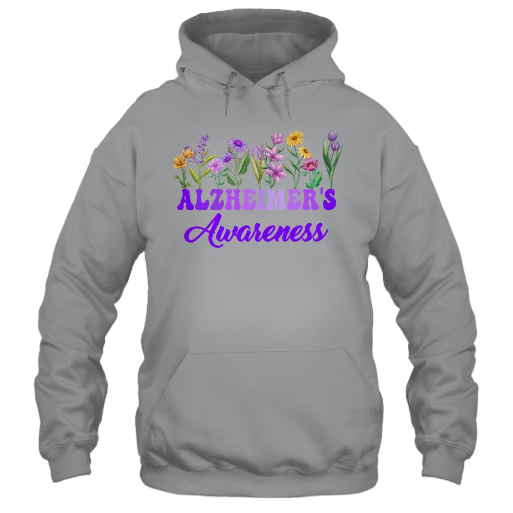 Alzheimer's Awareness Purple Floral Pansy Dementia Retro Shirt & Tank Top | siriusteestore
