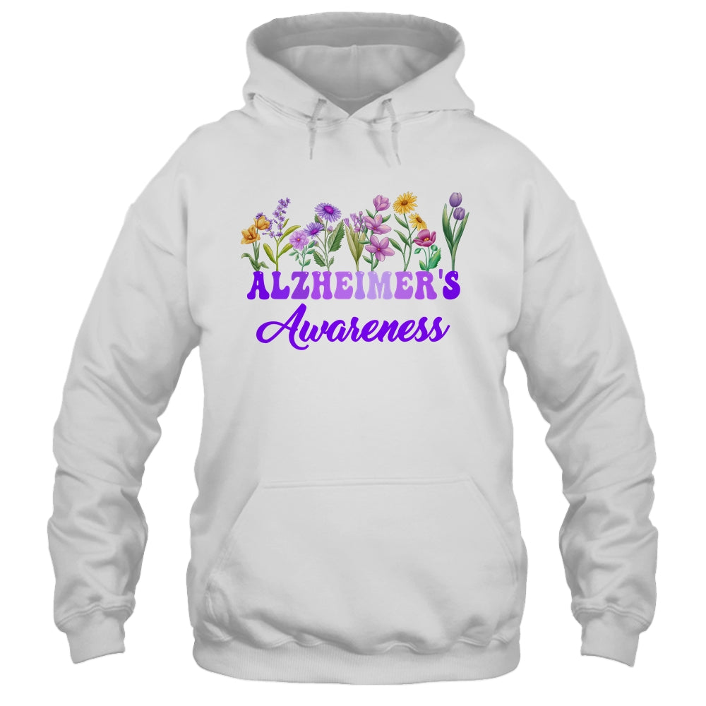 Alzheimer's Awareness Purple Floral Pansy Dementia Retro Shirt & Tank Top | siriusteestore