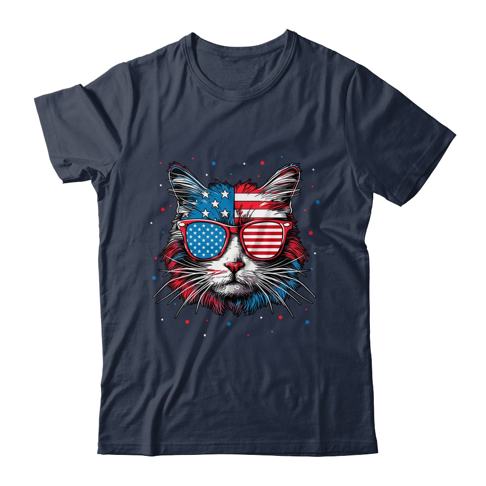 American Cat Sunglasses USA Flag 4th Of July Cat Graphic Shirt & Tank Top | siriusteestore