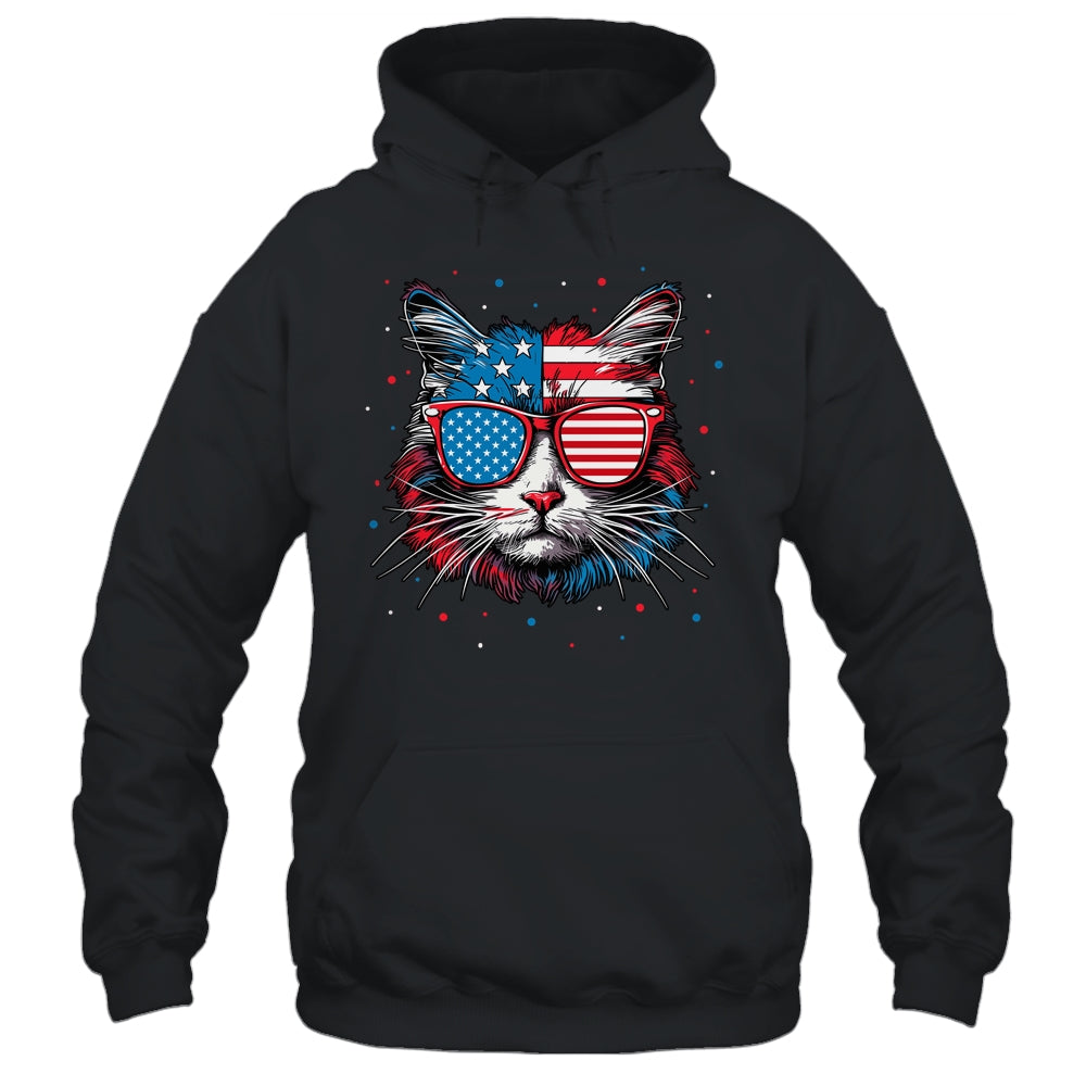 American Cat Sunglasses USA Flag 4th Of July Cat Graphic Shirt & Tank Top | siriusteestore