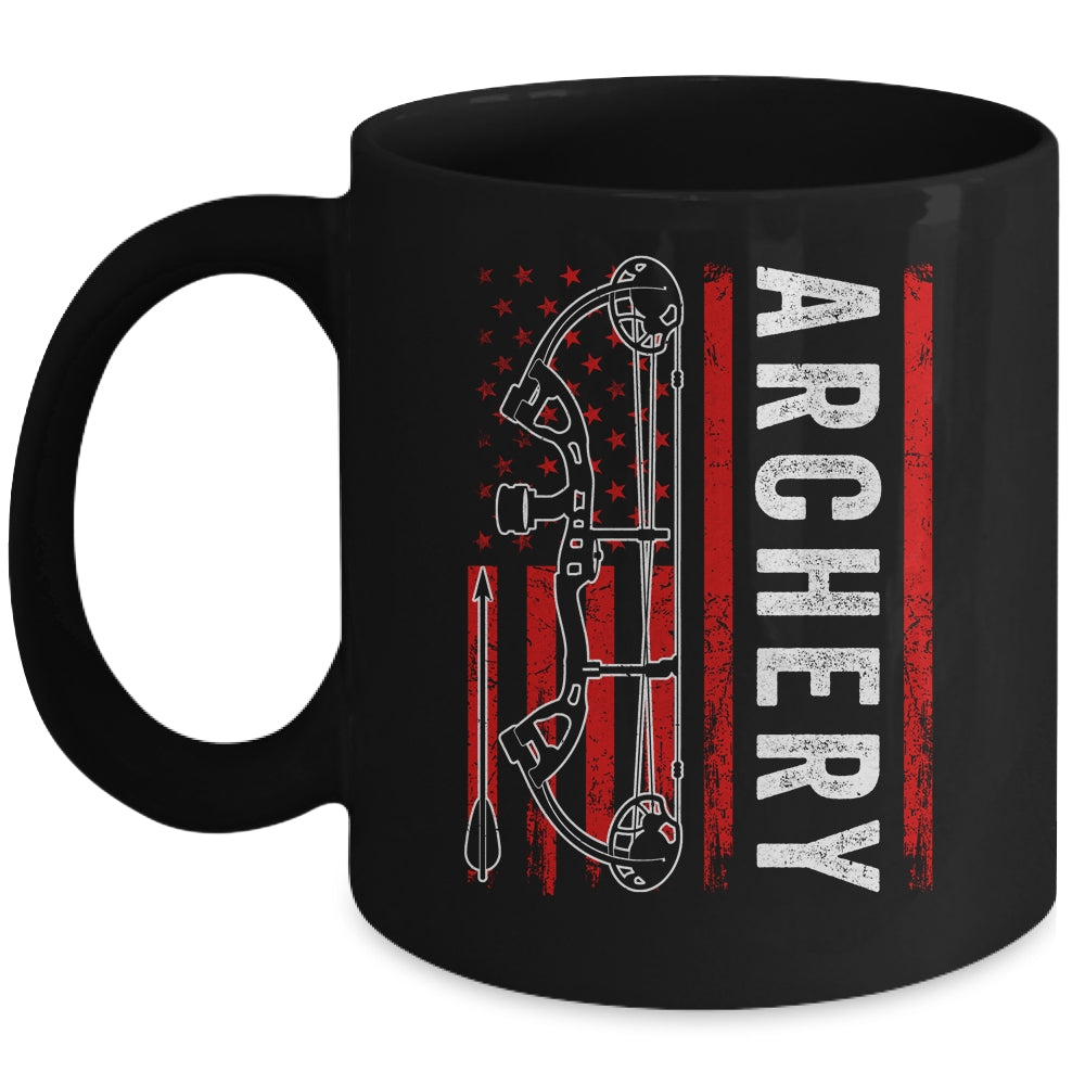 American Flag Archery For Men Bowhunting Bow Deer Hunting Mug | siriusteestore