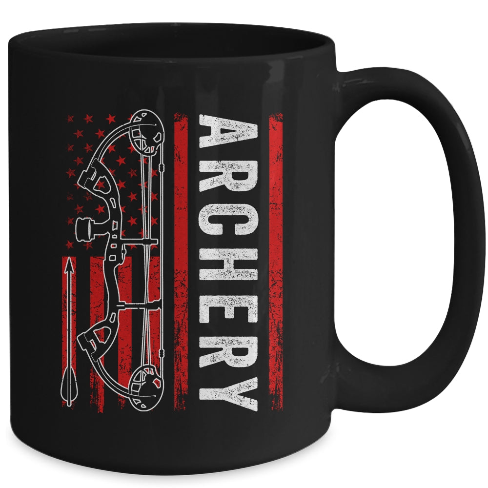 American Flag Archery For Men Bowhunting Bow Deer Hunting Mug | siriusteestore