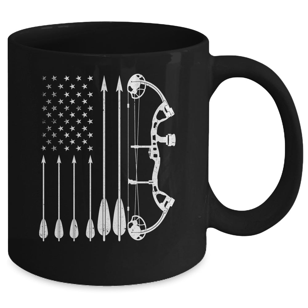 American Flag Bowhunting Bow Archery For Deer Hunter Hunting Mug | siriusteestore