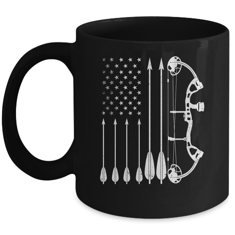 American Flag Bowhunting Bow Archery For Deer Hunter Hunting Mug | siriusteestore