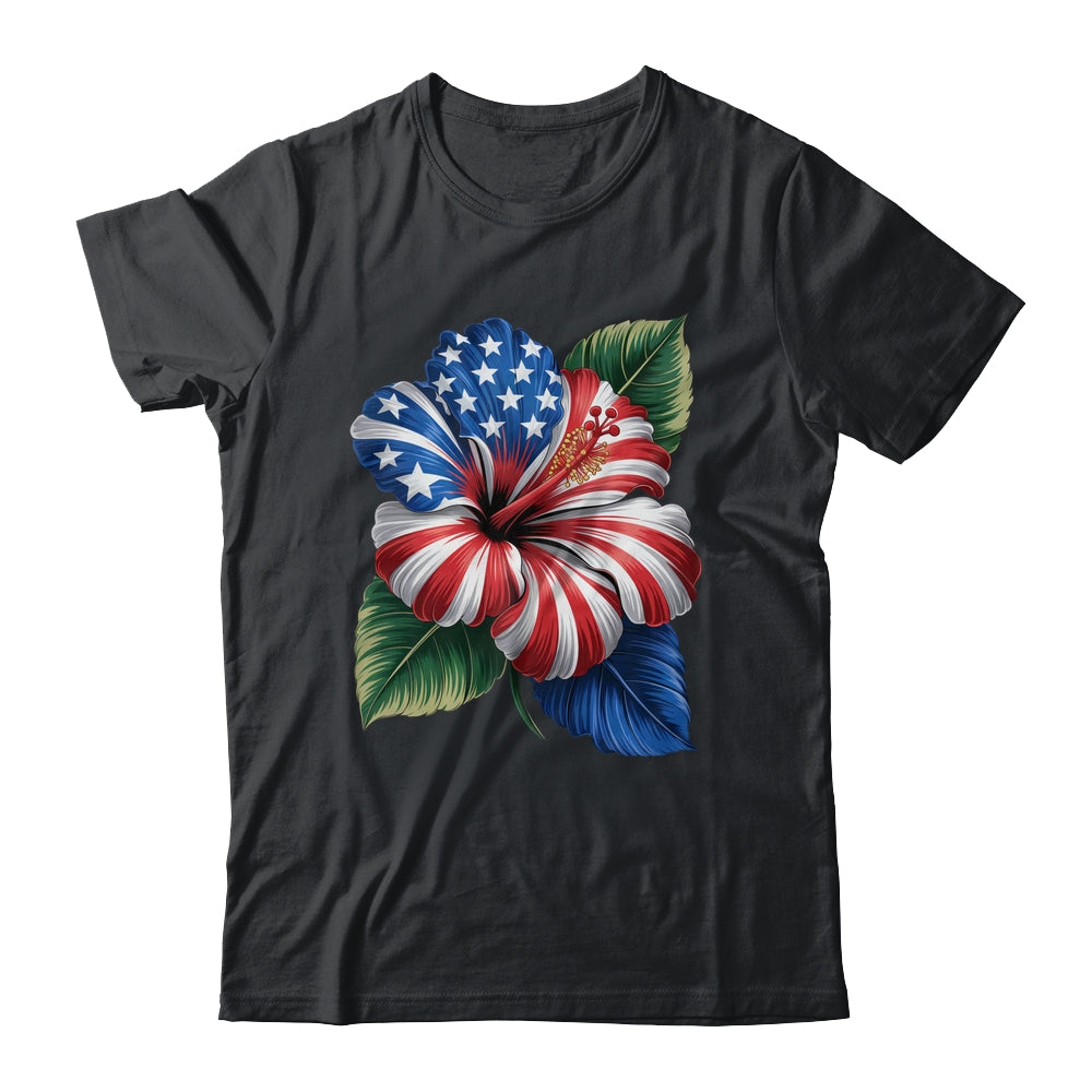 American Flag Hibiscus Flower Patriotic Floral 4th Of July Shirt & Tank Top | siriusteestore