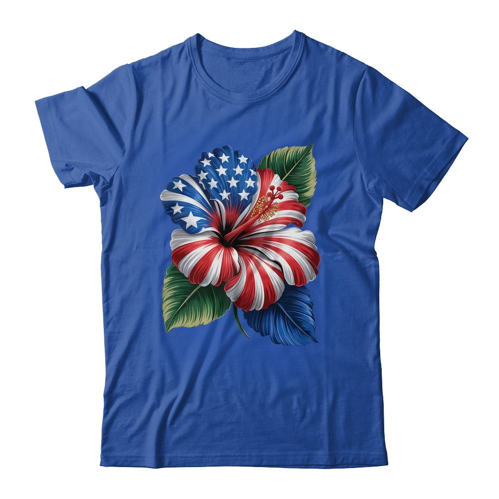 American Flag Hibiscus Flower Patriotic Floral 4th Of July Shirt & Tank Top | siriusteestore