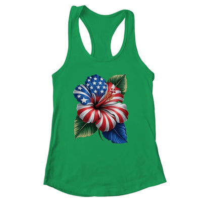 American Flag Hibiscus Flower Patriotic Floral 4th Of July Shirt & Tank Top | siriusteestore