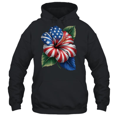 American Flag Hibiscus Flower Patriotic Floral 4th Of July Shirt & Tank Top | siriusteestore