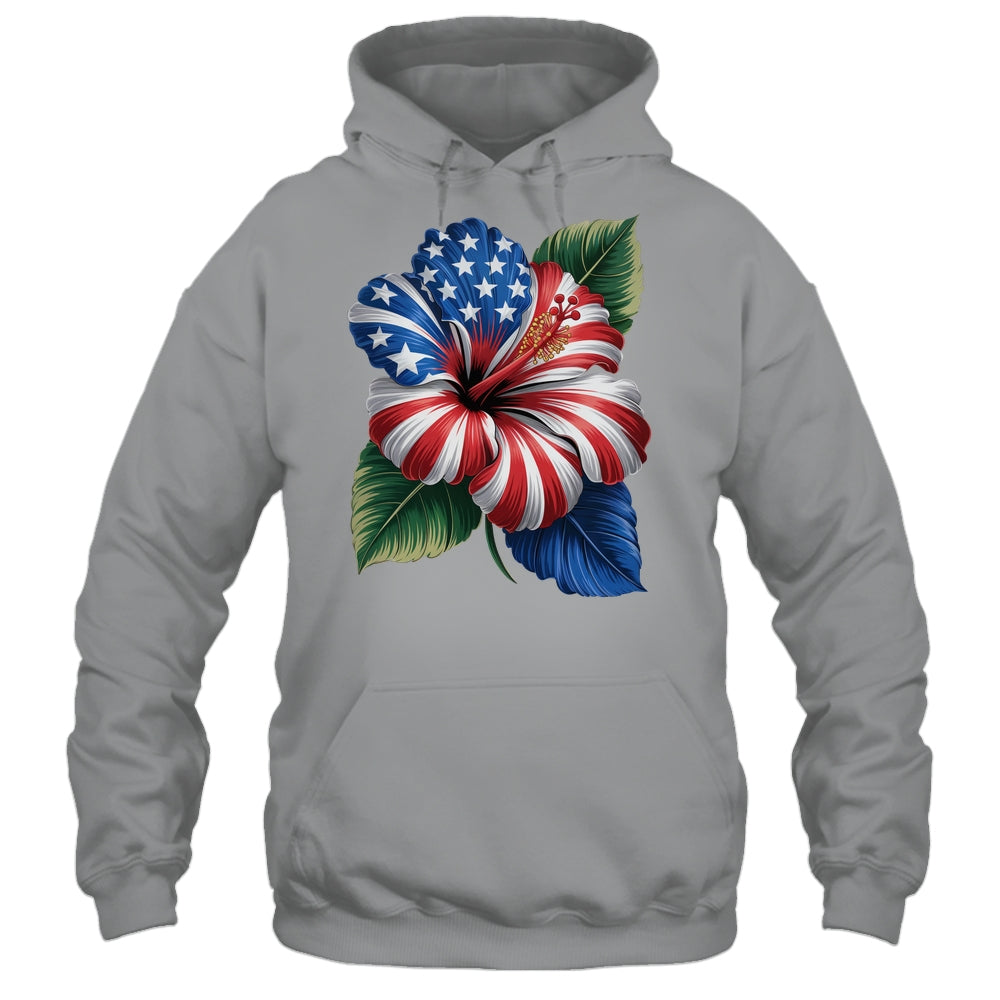 American Flag Hibiscus Flower Patriotic Floral 4th Of July Shirt & Tank Top | siriusteestore