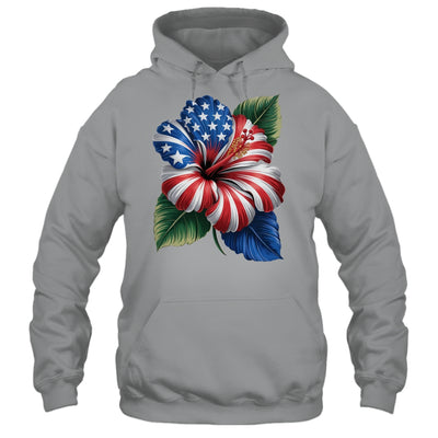 American Flag Hibiscus Flower Patriotic Floral 4th Of July Shirt & Tank Top | siriusteestore