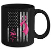 American Flag Pink Ribbon Breast Cancer Awareness Women Men Mug | siriusteestore