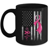 American Flag Pink Ribbon Breast Cancer Awareness Women Men Mug | siriusteestore