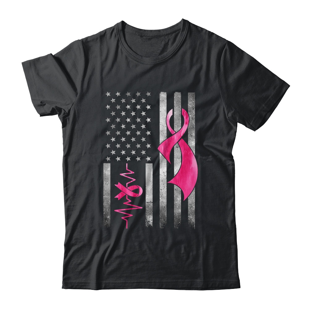 American Flag Pink Ribbon Breast Cancer Awareness Women Men Shirt & Hoodie | siriusteestore