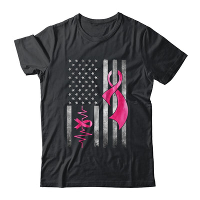 American Flag Pink Ribbon Breast Cancer Awareness Women Men Shirt & Hoodie | siriusteestore