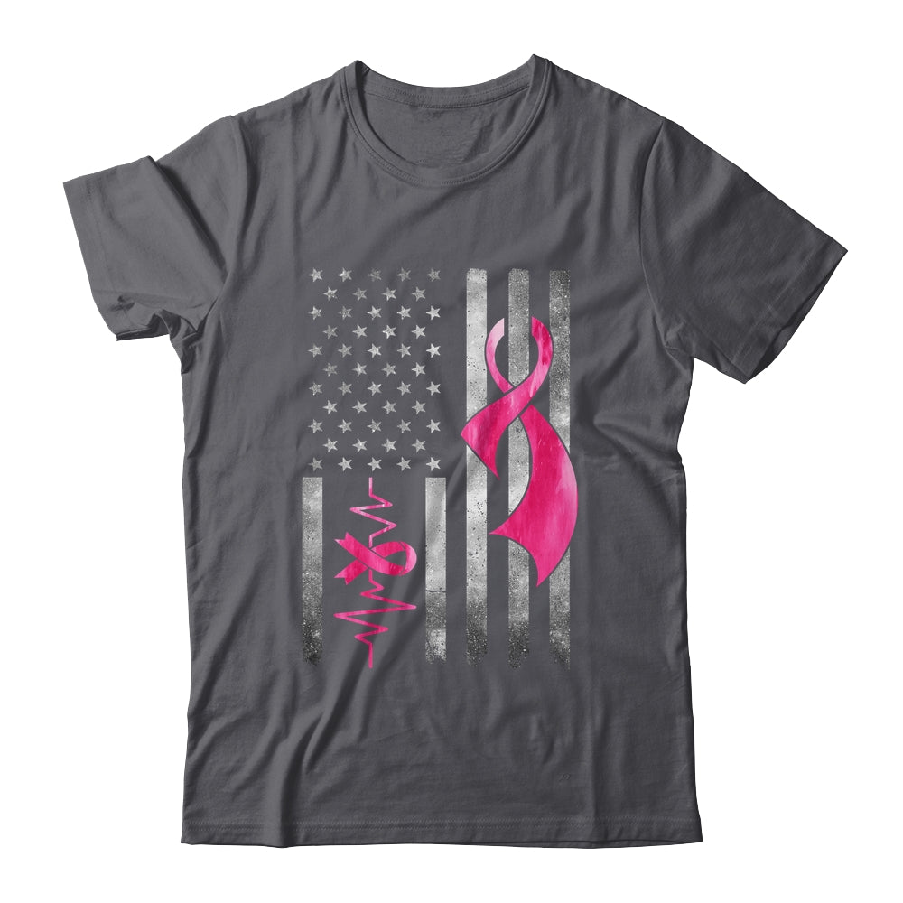 American Flag Pink Ribbon Breast Cancer Awareness Women Men Shirt & Hoodie | siriusteestore