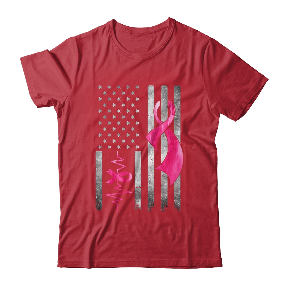 American Flag Pink Ribbon Breast Cancer Awareness Women Men Shirt & Hoodie | siriusteestore