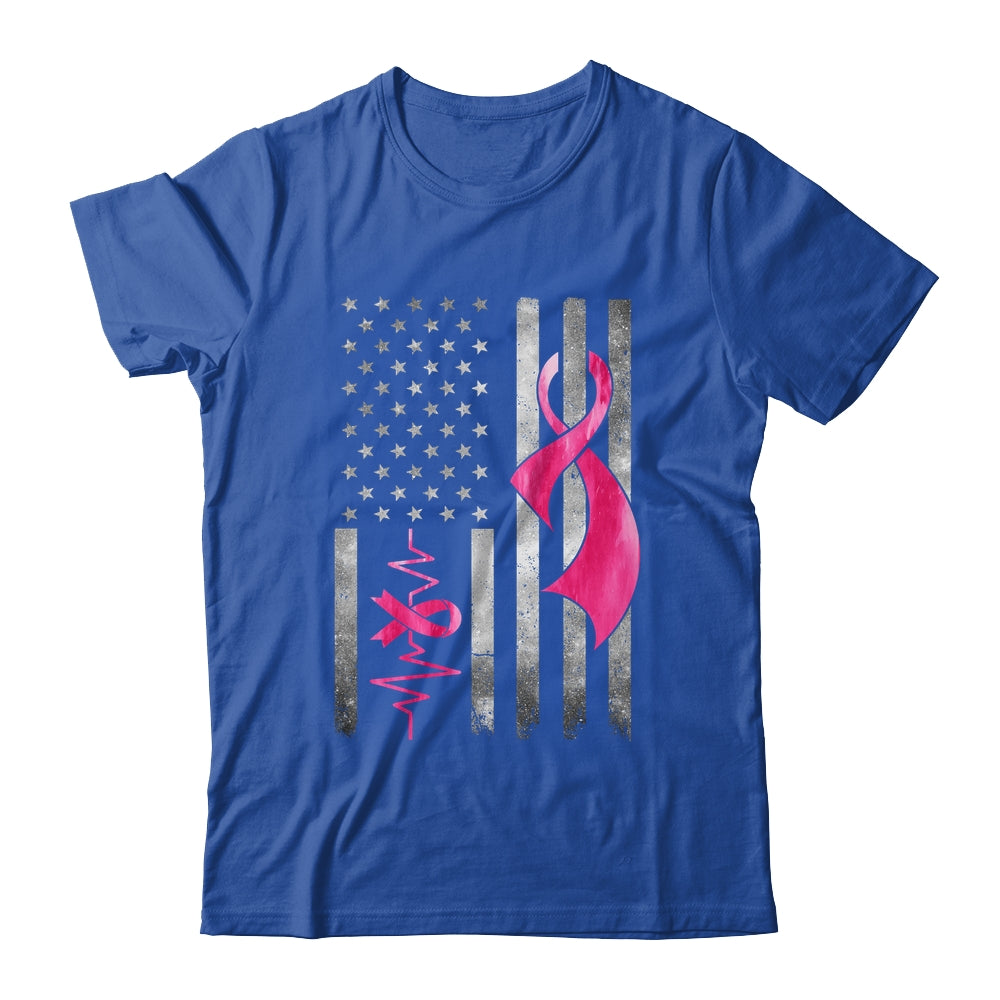 American Flag Pink Ribbon Breast Cancer Awareness Women Men Shirt & Hoodie | siriusteestore