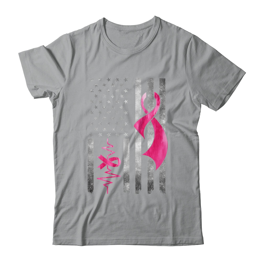 American Flag Pink Ribbon Breast Cancer Awareness Women Men Shirt & Hoodie | siriusteestore