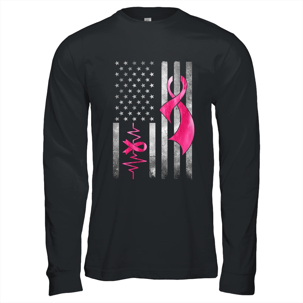 American Flag Pink Ribbon Breast Cancer Awareness Women Men Shirt & Hoodie | siriusteestore