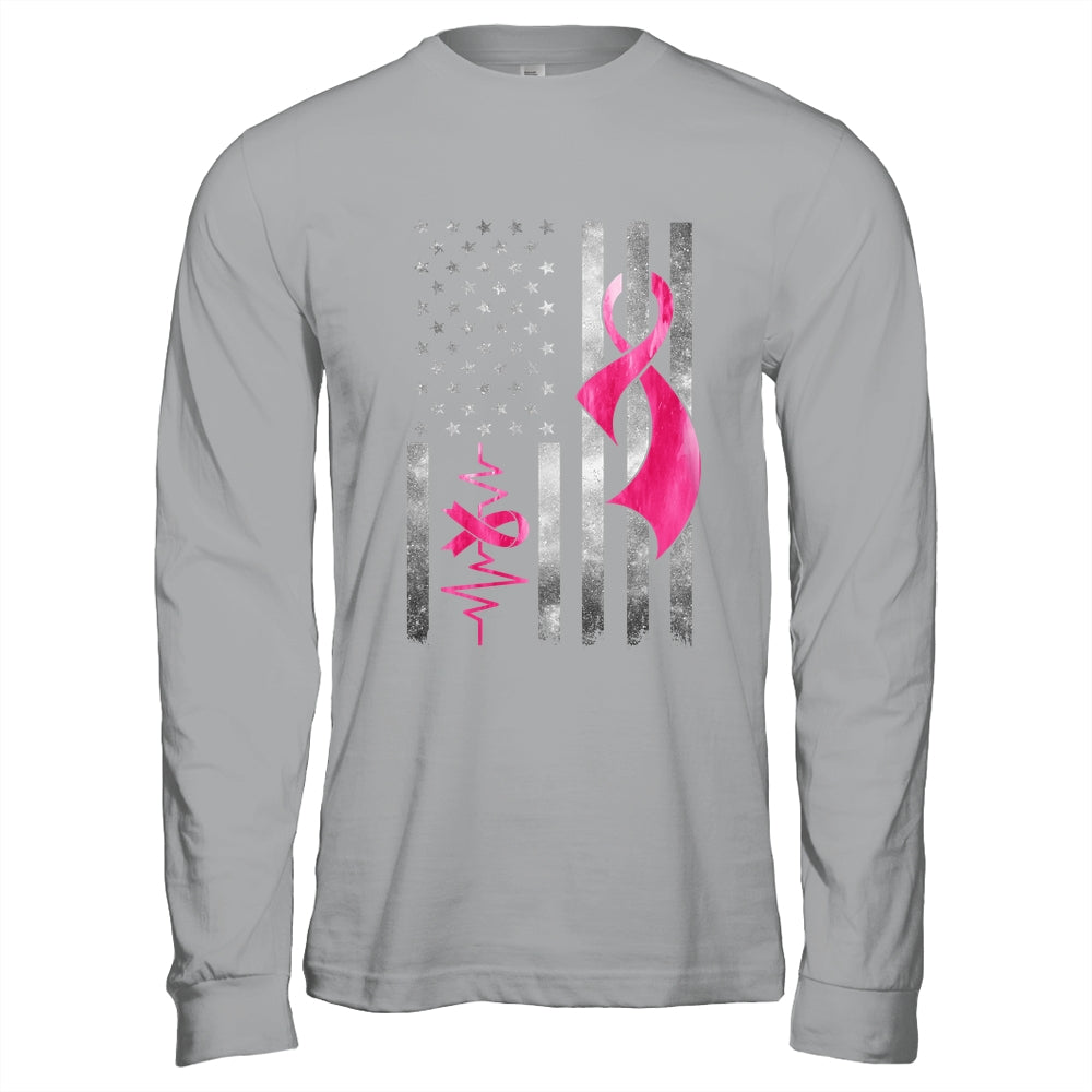 American Flag Pink Ribbon Breast Cancer Awareness Women Men Shirt & Hoodie | siriusteestore
