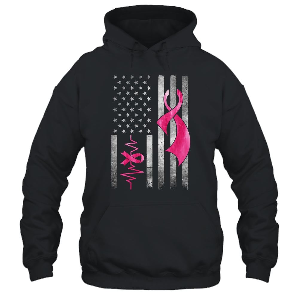 American Flag Pink Ribbon Breast Cancer Awareness Women Men Shirt & Hoodie | siriusteestore