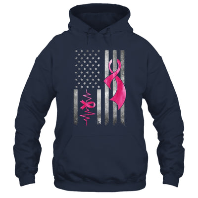 American Flag Pink Ribbon Breast Cancer Awareness Women Men Shirt & Hoodie | siriusteestore